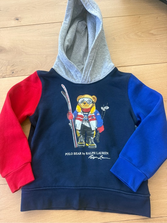 Polo Ralph Lauren Other - Polo by Ralph Lauren Navy Hoodie with Red and Blue Sleeves- Teddy bear